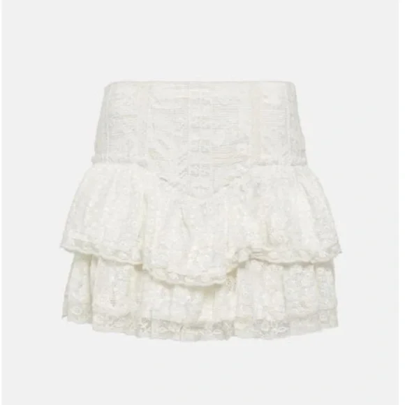 LoveShackFancy White Lace Ruffle skirt - Picture 2 of 9
